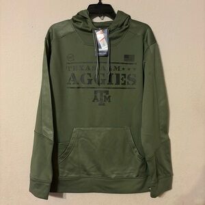 Texas ATM Fanatics army green hooded  sweatshirt, size Large, New with tags